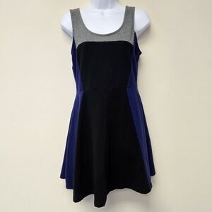 Express Color Block Skater Dess Blue L